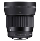 Sigma 56MM F1.4 DC DN C Lens - Front view showcasing compact design and wide aperture for portrait photography