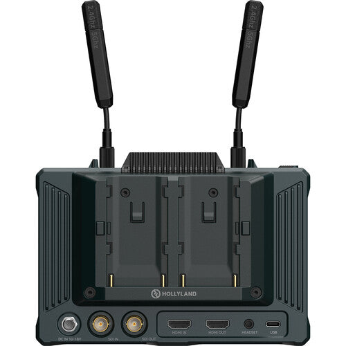 Hollyland Pyro 7 transceiver monitor mounted on DSLR camera