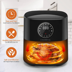 CROWNFUL Air Fryer 4.5 L, LCD Digital Touch Screen