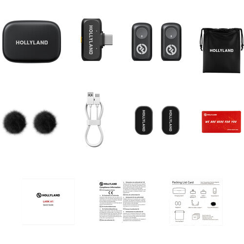 Hollyland LARK A1 Duo (Space Gray, with USB-C RX + Charging Case) Wireless Microphone