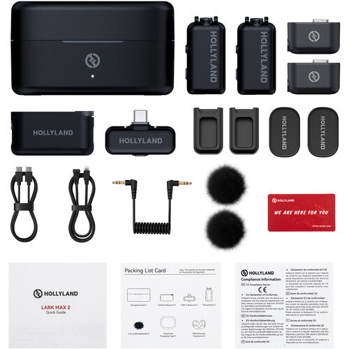 Hollyland LARK MAX 2 Combo (Space Gray, with Camera RX + USB-C RX) Wireless Microphone