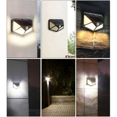 100 LEDs Rechargeable Motion Sensor Solar Interaction Waterproof Wall Lamp