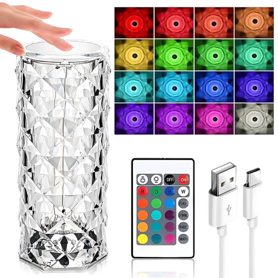 Touch Control Rechargeable Rose Diamond Table Lamp